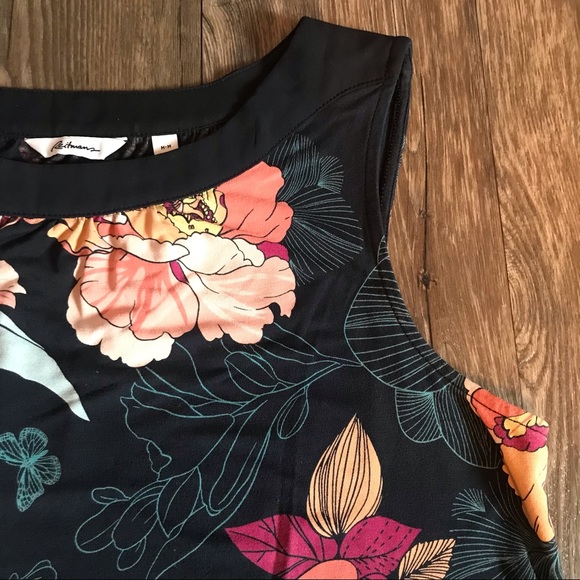 REITMANS Navy Blue & Pink Flowered Sleeveless Top/Cami/Tank - Picture 4 of 6